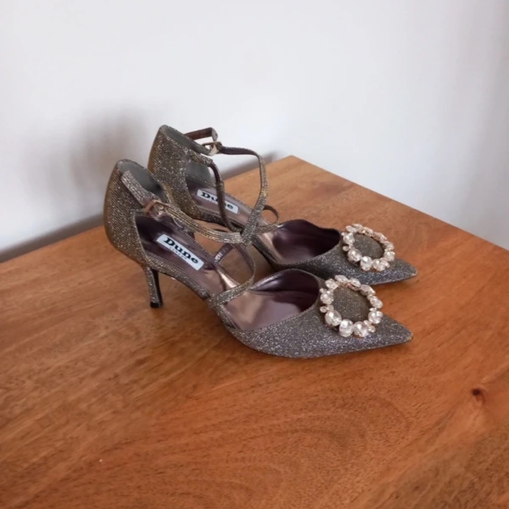 Dune London Glitter Heels with Pearl Accent